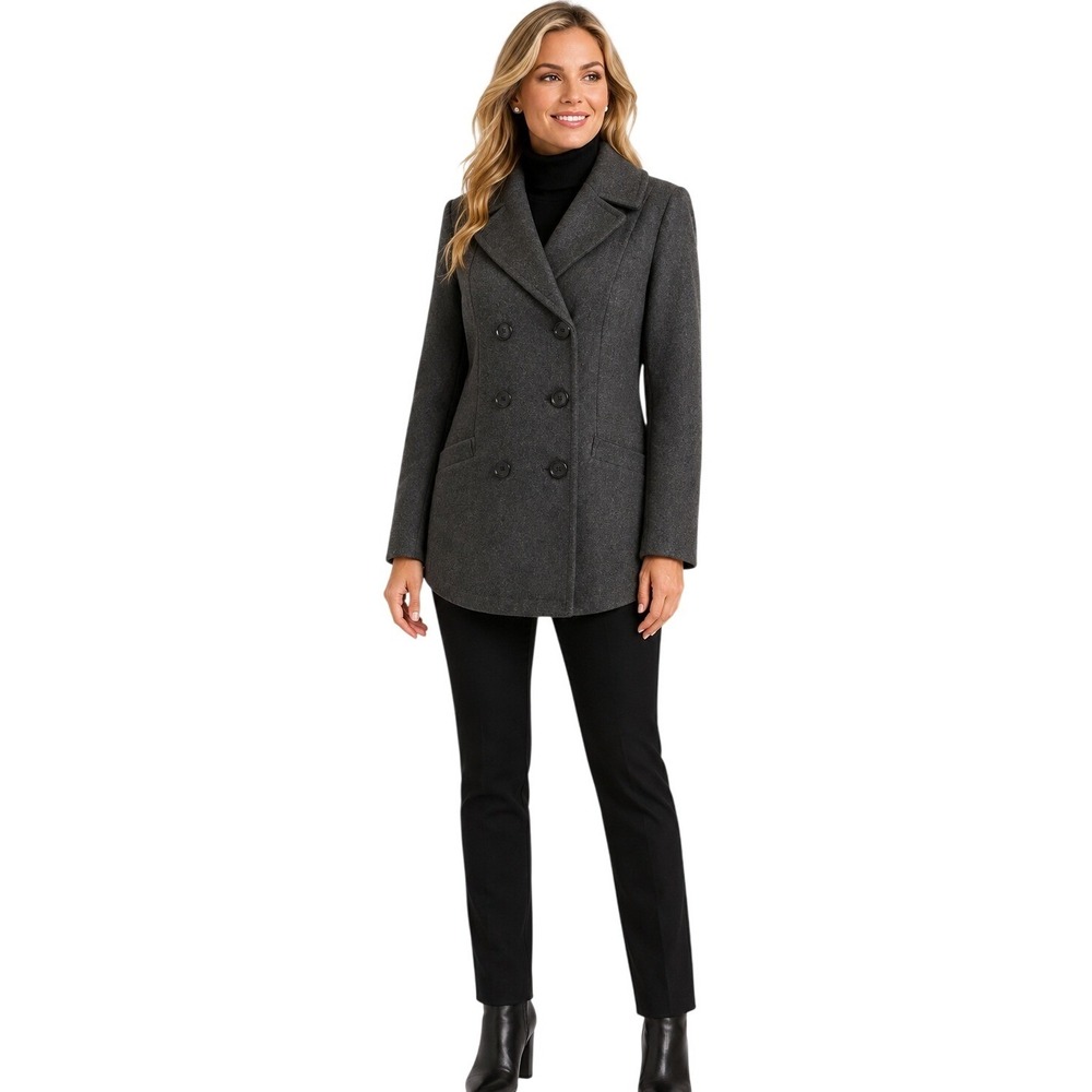Merona Women's Double Breasted Peacoat Wool Blend Jacket Long Coat Size Medium